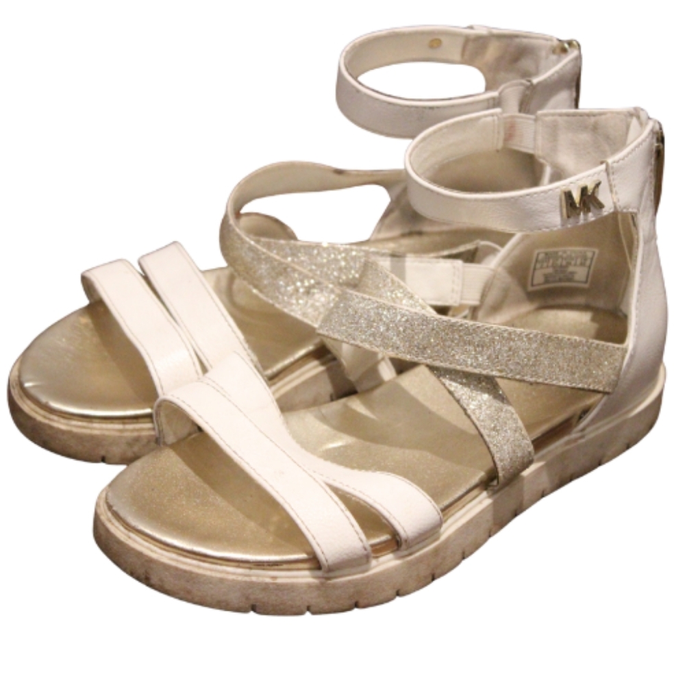 Michael Kors Glittery Silver and White Sandals Size 3Y